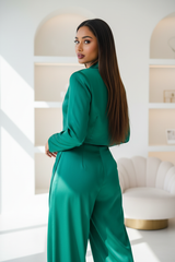 Emerald Satin Co-ord Set – Back Pose