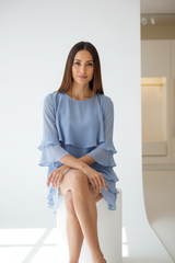 Chiffon Blouse in Powder Blue - Seated Layers Draping
