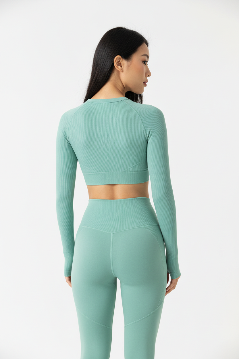 Seamless Activewear Set in Mint Green — Back View