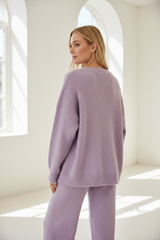Frosted Lavender Knit Lounge Set – Back Pose