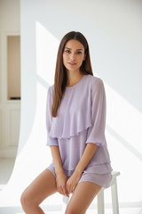 Chiffon Blouse in Lavender Mist - Seated Layers Draping