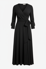 Wrap Dress in Classic Black - Front View