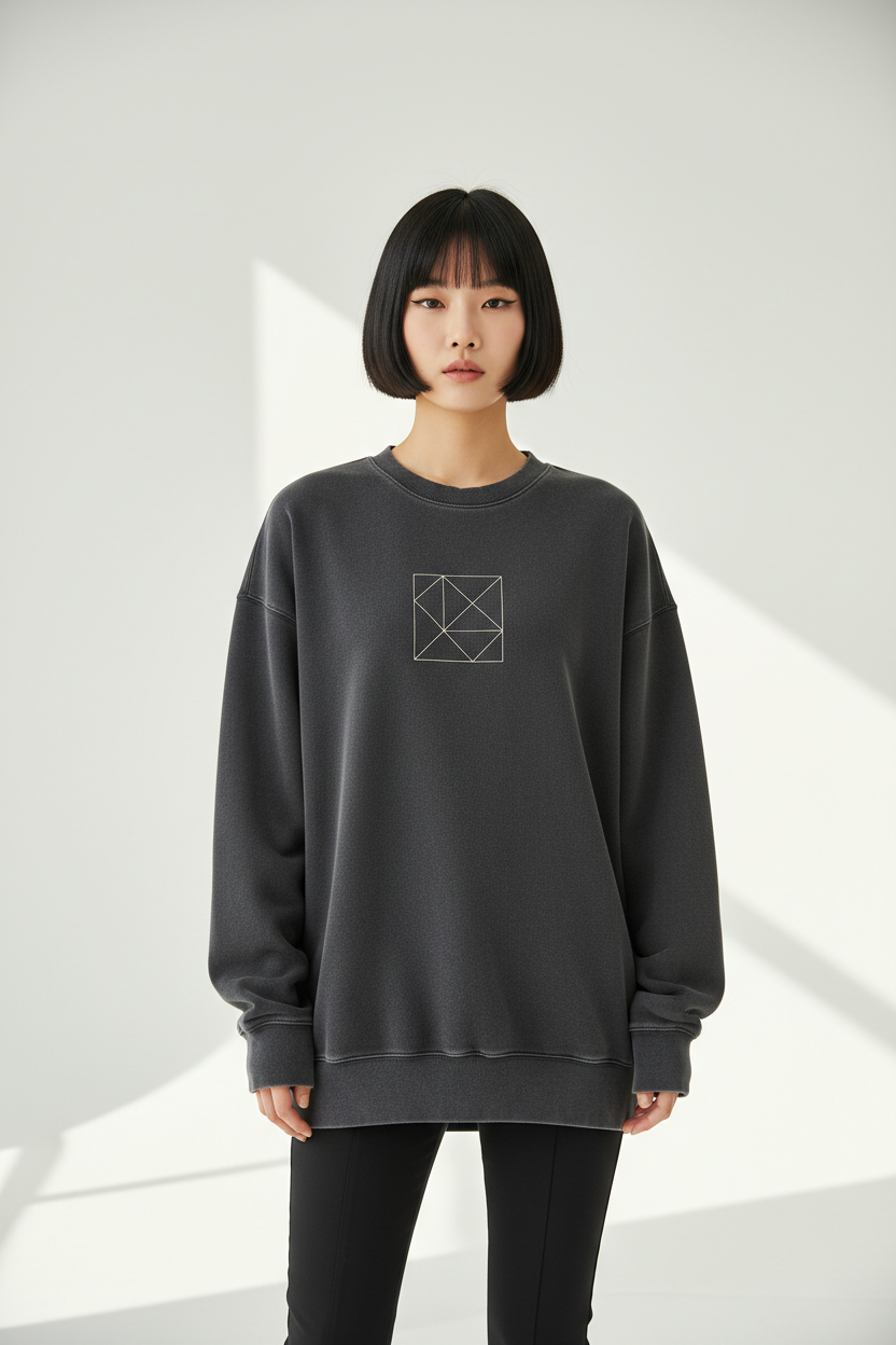 Luxury graphic sweatshirt in Smoky Grey, front facing pose