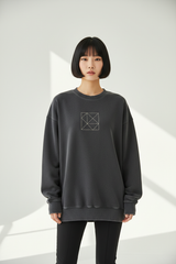 Luxury graphic sweatshirt in Smoky Grey, front facing pose
