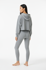 Oversized Cropped Hoodie & Seamless Leggings Set in Heather Grey — Back View