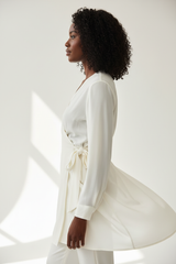 Wrap Blouse in Soft Ivory - Side Profile