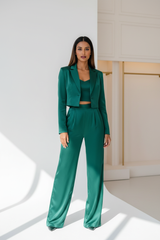 Emerald Satin Co-ord Set – Front Pose