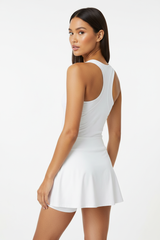Women's tennis active dress in Classic White - back view