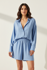 Powder Blue Shirt Shorts Set – Front Pose