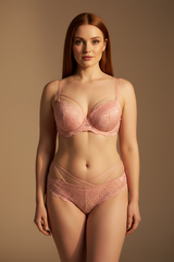 Soft Pink Floral Lace Push-Up Lingerie Set – Full Body