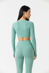 Seamless Activewear Set in Mint Green — Back View