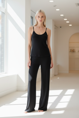 Luxury Modal Sleepwear Set — Matte Black, Front Standing Pose
