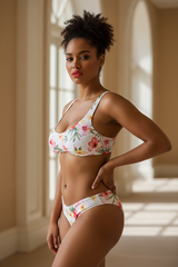 Luxe Floral Print Bikini Set in Floral White – three-quarter pose