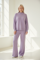 Frosted Lavender Knit Lounge Set – Front Pose