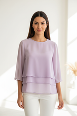 Chiffon Blouse in Lavender Mist - Front Pose
