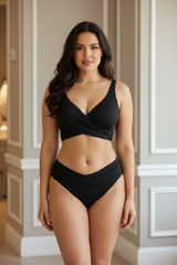 Luxe Wrap Bikini Set in Matte Black – front-facing pose
