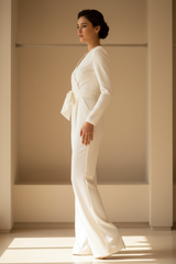 Luxury fitted jumpsuit in Ivory White – side profile