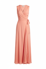 Wrap Dress in Soft Coral - Front View