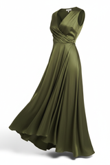 Wrap Dress in Olive Green - 45 Degree Angle