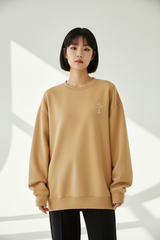 Luxury graphic sweatshirt in Honey Beige, front facing pose